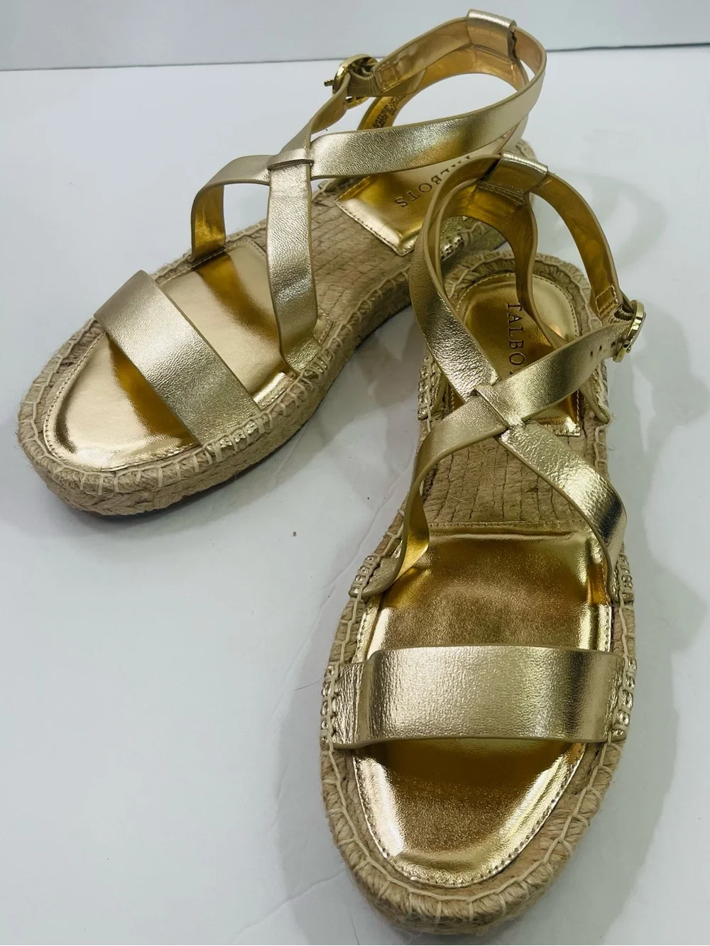 NWB Talbot’s Napa Leather Gold Espadrille Sandals - Women